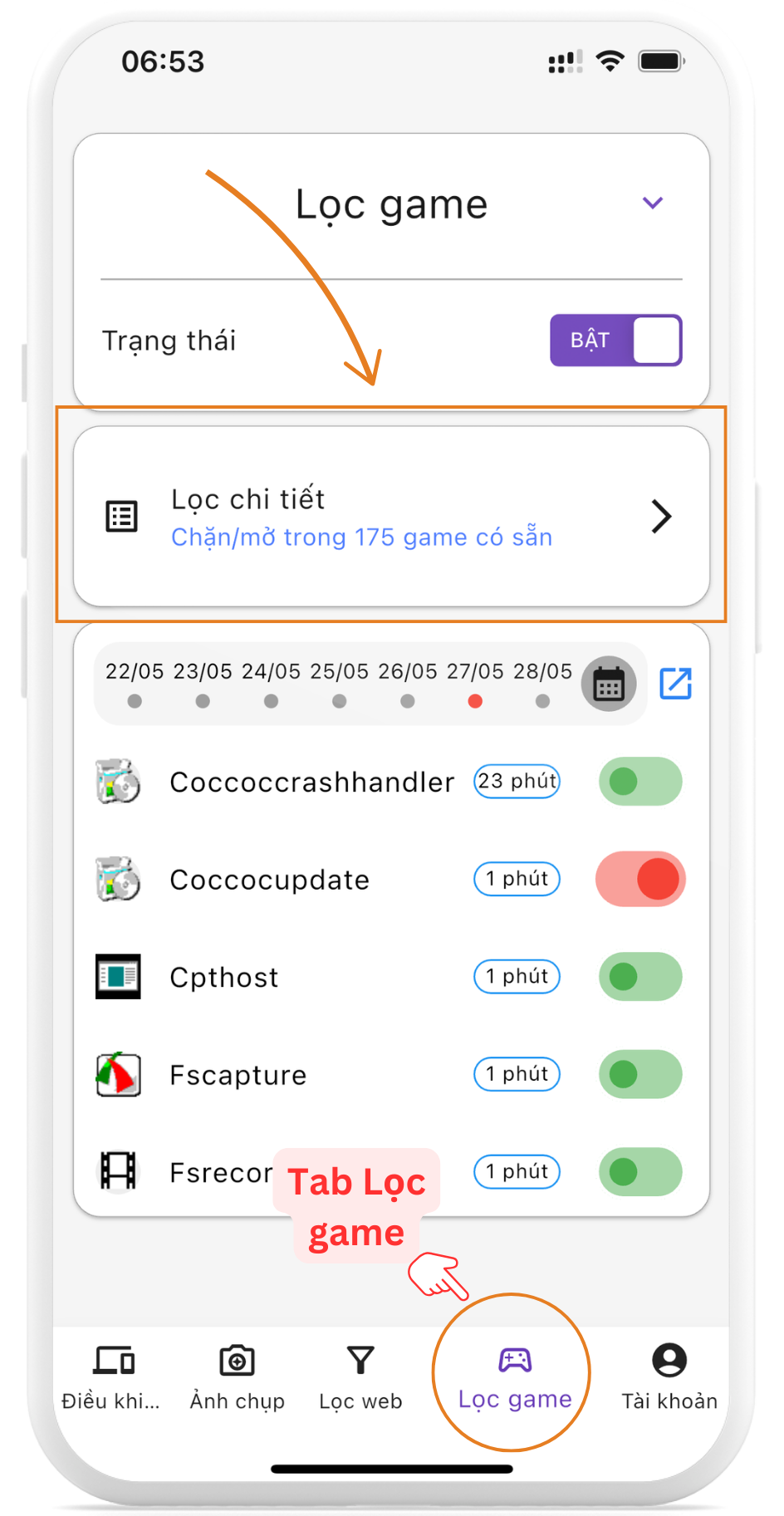 Chặn game/ứng dụng