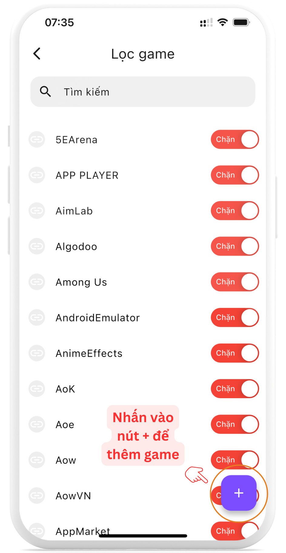 Chặn game/ứng dụng