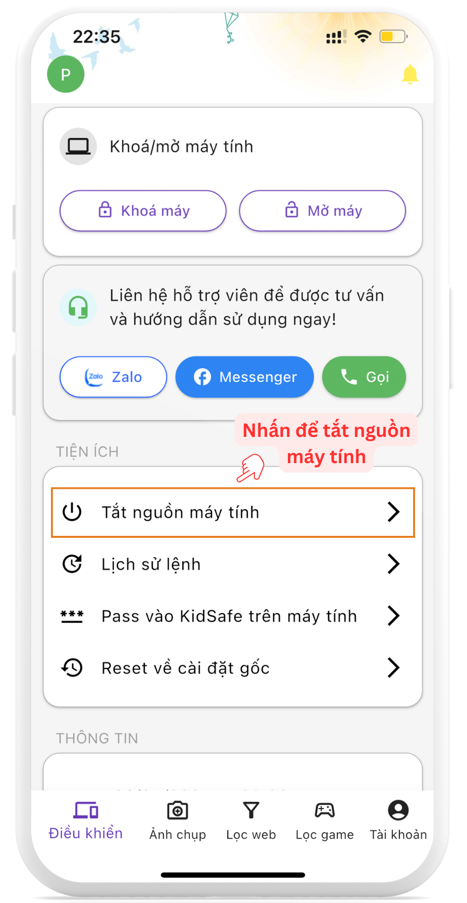 Tắt nguồn máy tính