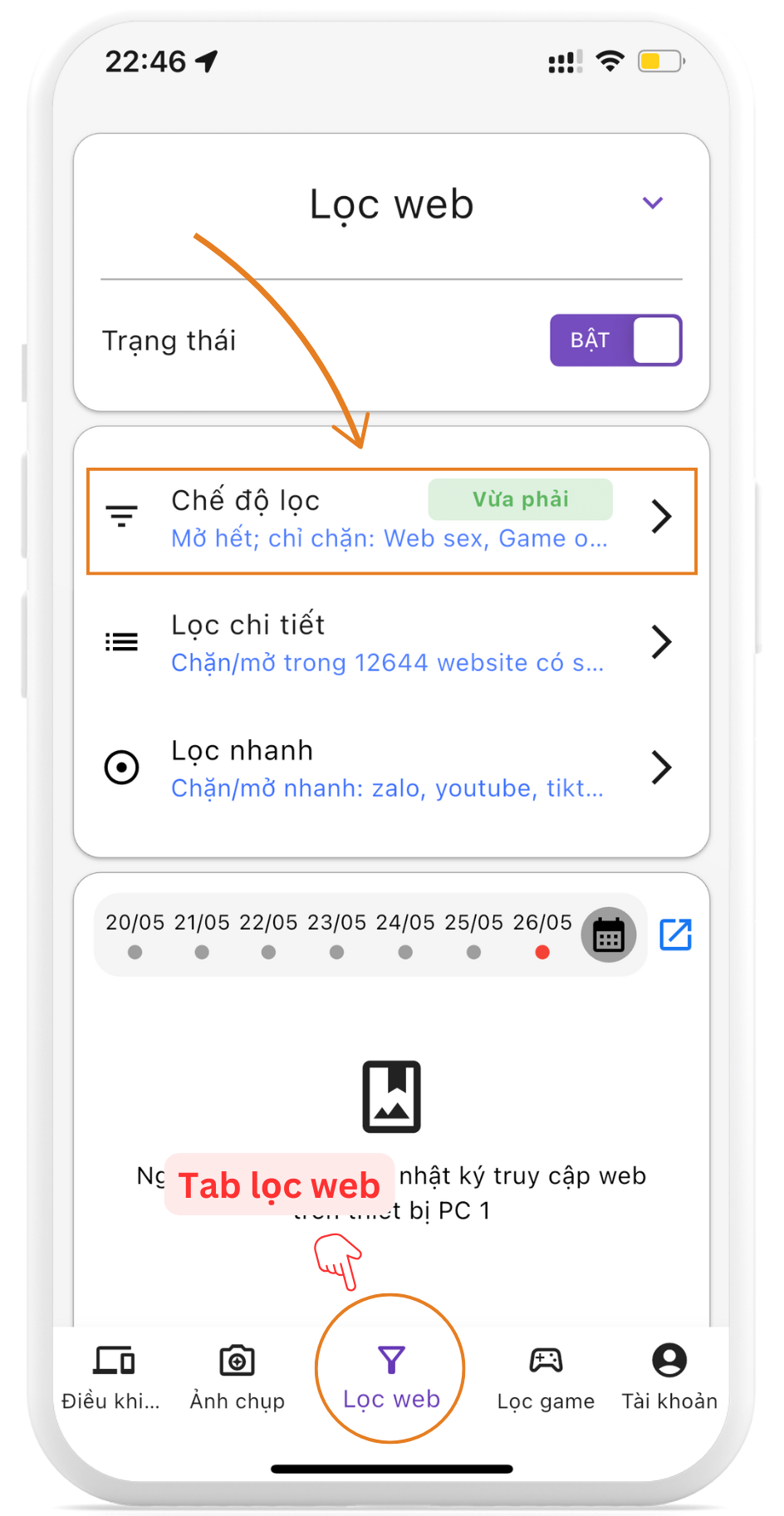 Hướng dẫn kiểm soát truy cập web trong KidSafe - KidSafe Guide