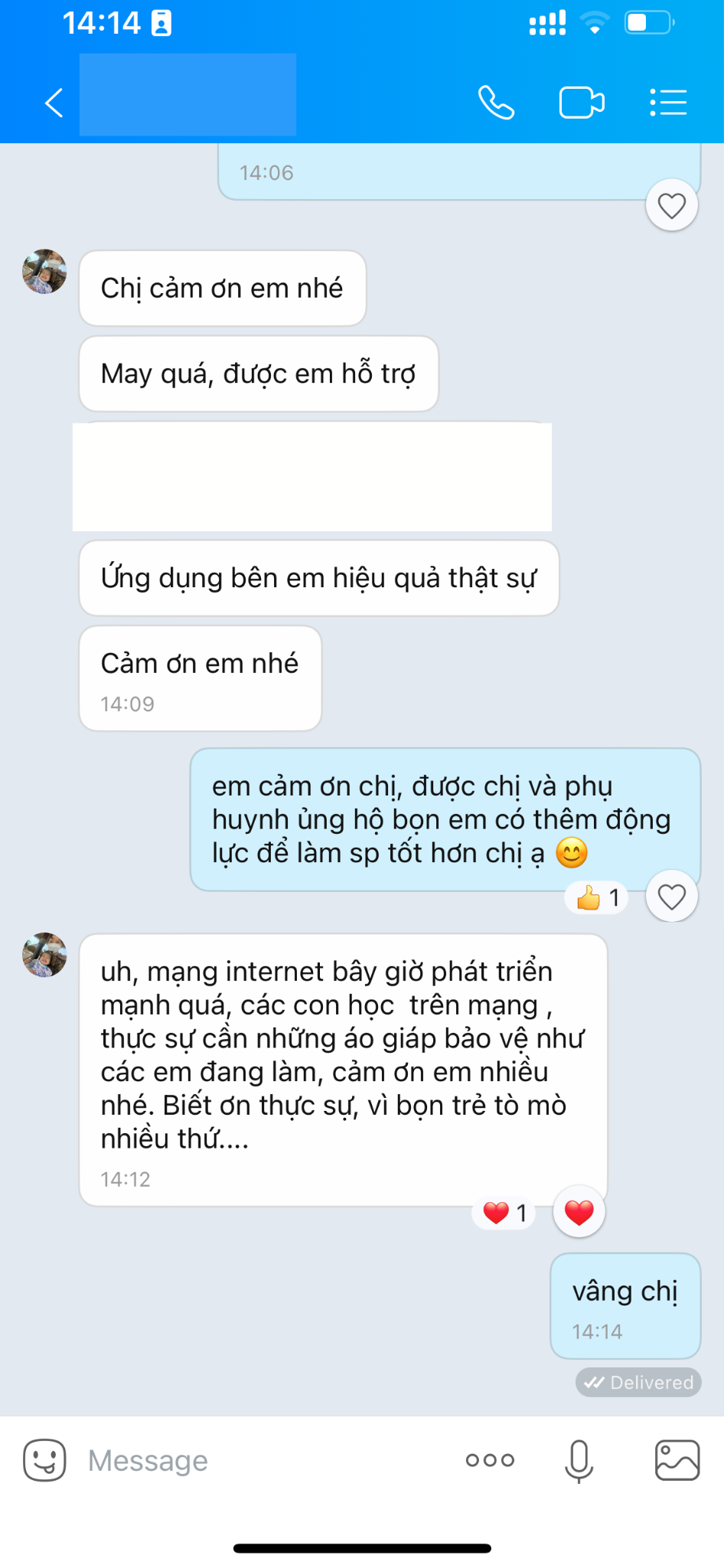 Phản hồi của phụ huynh 1