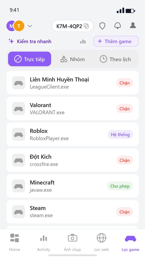 Màn lọc game